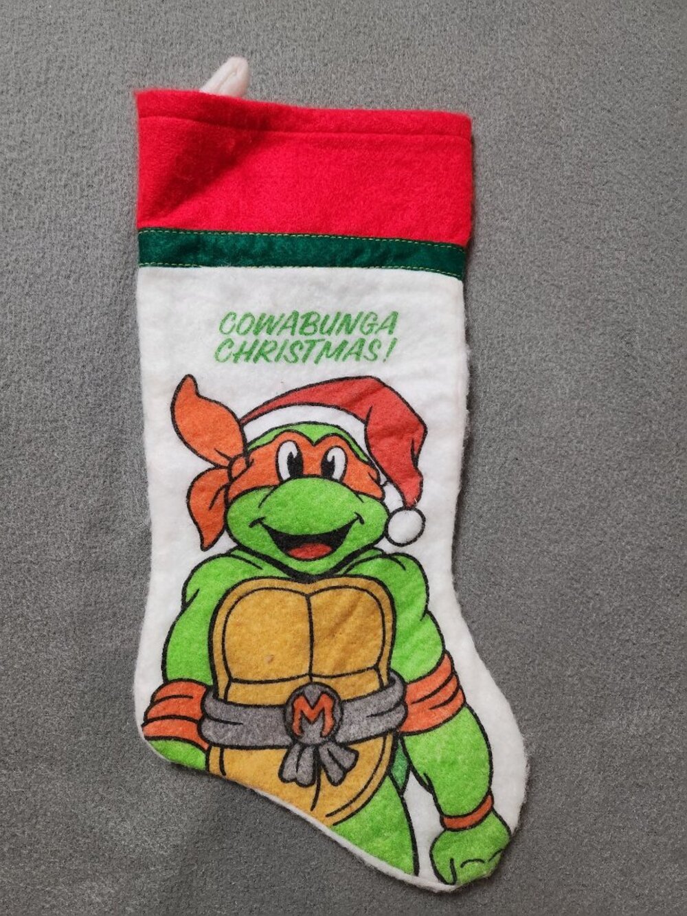Vintage 90s Teenage Mutant Ninja Turtles Michelangelo Christmas Stocking TMNT